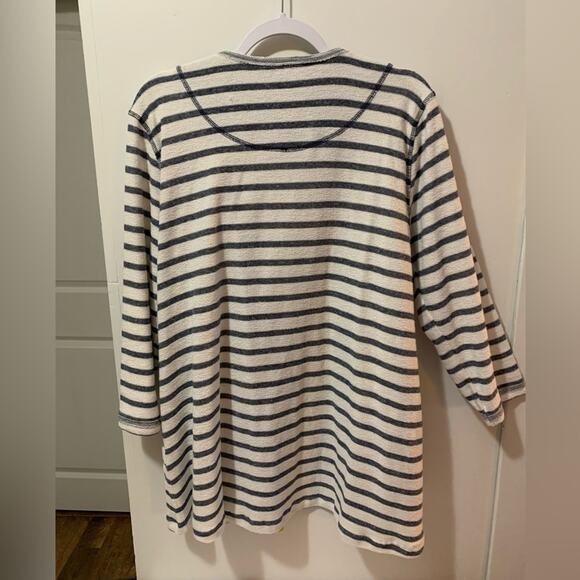 NWT Multiples LS Striped Cardigan Blue White Nautical Knit TerryCloth XL - Picture 3 of 10